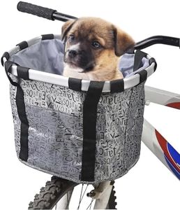 Hamiledyi Dogs Carrier Bike Basket - Perfect Removable Dog Front Basket for Bike - Pet Cat Dog Carrier Easy Install Quick Released