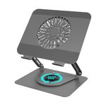 ZEBRONICS NS4000 Rotatable Laptop Metal Stand, Upto 17 inch, 360° Fidget Rotation, Foldable, Multi Angle Adjustment, Type C Detachable Magnetic Fan, Anti-Slip Silicone Pads, Carbon Steel Body