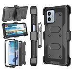 Njjex for Moto G 5G 2023 Case, for Motorola G 5G 2023 Phone Holster Case, [Nbeck] Shockproof Heavy Duty Built-in Screen Protector Rugged Swivel Belt Clip Holster Kickstand Hard Shell Cover [Black]