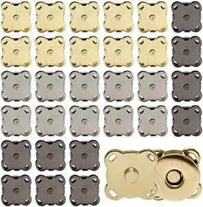 30 Piece Plum Magnetic Snap Buttons for Clothes Purse Handbag Scrapbook Homemade Sewing Craft (Black+Gold+Silver)