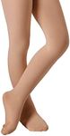 DIPUG Ballet Tights for Girls Dance Tights Toddler Thick Soft Footed Kids Suntan Stockings Size 5t 6 7 8, 1 Pack