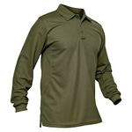 Mens Golf Polo Shirt Long Sleeve Dry Fit Performance Shirt Quick Dry Shirt Men Casual Shirt Polo Shirts for Men T Shirts Golf Shirts Fishing Shirts Work Shirts for Men Army Green