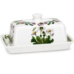 Portmeirion x Botanic Garden Butter Dish - White & Green Floral Butter Dish, Durable Ceramic Earthenware Oven, Freezer & Dishwasher Safe