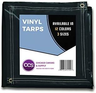 Heavy Duty Waterproof Vinyl Tarp by CCS CHICAGO CANVAS & SUPPLY – Extra Durable Multipurpose Truck Tarp Cover with Rustproof Grommets for Industrial & Commercial Use, Black, 10 by 16 Feet