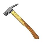 Boss Hammer Construction Grade Titanium Hammer with Tough Tennessee Hickory Handle - 16 oz, Framing Square, Rip Claw Design, Milled Faced - BH16TIHI18M