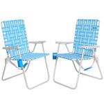 SunnyFeel Extra Wide Webbed Lawn Chair, Folding Beach Chair with Cup Holder - 300 LB Capacity, Classic Design for Indoor/Outdoor Use - Balcony, Patio, Backyard, Pool, Camping, Picnics, Sports Events