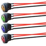 Gebildet 4pcs 12V-24VDC/10A Prewired Waterproof Round Rocker Toggle Switch with LED Indicator,3 Pin SPST ON-OFF Toggle Switch for Car Truck Motorcycle Boat Marine (Red/Yellow/Blue/Green)