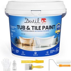 DWIL Tile Paint, Tub and Tile Paint, Bathtub Paint Refinishing Kit With Tools, Water-Based Tub Paint for Bathroom Tile, Sink & Shower, Low Odor, Semi-Gloss White, 33oz
