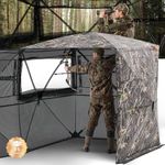 VEVOR Hunting Blind, 4-5 Person See Through Ground Blinds with Carrying Bag, 360 Degree Portable Camouflage Tent, Durable Concealed Shelter with Silent Zipper Door and Window, for Turkey and Deer