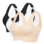 Litthing Women Wide Strap Bras Seamless Everyday Bra Soft Sleep Underwear Daily Netted Racerback Padded Breathable for Yoga Plus Size