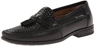 Nunn Bush Men's Strafford Woven Moccasin Toe Tassel Slip on Loafer, Black, 11 Wide
