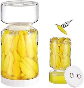 LIYAR Pickle Jar 65oz Glass Jars Airtight Kimchi Jar Pickle Container Olive Hourglass Jar with Strainer Pickle Juice Jar Glass Pickle jar with Strainer Flip, (086(W1850))