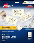 Avery Two-Side Printable Clean Edge Business Cards for Inkjet Printers, Matte, Ivory, Pack of 200 (08876)