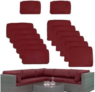 14 Pcs Outdoor Patio Furniture Cushion Covers Replacement, 25.5x25.5x4 inch Waterproof Cushion Covers for Outdoor Furniture, 3 Sizes Patio Sofa Couch Slipcovers with Zippers, Covers Only (Wine Red)