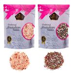 Cerez Pazari Rainbow Peppercorn Blend 200g and Himalayan Pink Salt (Coarse Grain) 650g, Whole Black, Pink, Green, White Color Pepper For Grinders Refills