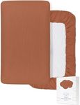 ZURLEFY Rust Pack and Play Sheets, Muslin Cotton Small Pack n Play Mattress Pad Cover, 39"x27" Soft and Breathable Baby Sheets for Pack and Play (46P-04)