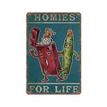 Dreacoss Weed Homies for Life Tin Signs, Weed Smoking Print, Weed And Lighter Stoner Gift Retro Funny Metal Sign Vintage Poster Wall Art for Kitchen Garden Home Decor Tin Sign, 20x30 cm