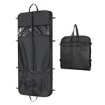 Zilink 60" Long Garment Bags for Travel Waterproof Garment Bag for Dresses Long Hanging Dress Bags for Closet Storage with Adjustable Handles and Stable Buckles for Suit Coats Tuxedos Dresses, Black