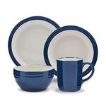 Barbary & Oak B0867011BLU Foundry 16 Piece Dinnerware Set, Ceramic Stoneware, Limoges Blue