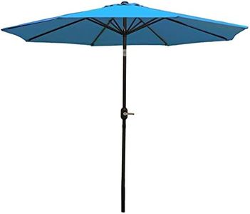 Sunnydaze 9-Foot Patio Umbrella - Push-Button Tilt and Crank Handle - Aluminum Pole and Polyester Shade Canopy - Turquoise