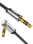 UGREEN 3.5mm Auxiliary Audio Jack to Jack Cable 90 Degree Right Angle for Apple iPhone, iPod, iPad, Samsung,Smartphones & Tablets and Speakers,24K Gold Plated Male to Male