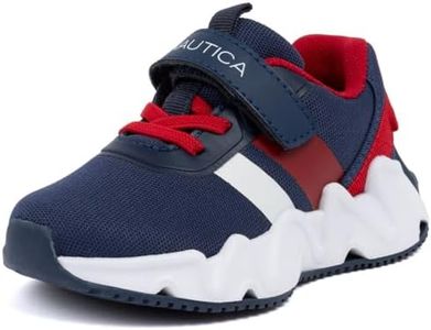 Nautica Toddler Boys Sneakers – Lightweight Running Shoes with Hook and Loop Strap, Chunky Sole – Breathable Walking Shoes for Kids-Manalapin-Navy Red-7