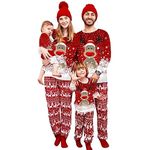 Manooby Family Christmas Pajamas Matching Sets,Couple Reindeer Xmas PJs Set,Holiday Sleepwear for Women (01- Rot,M)