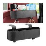 XINLIYA Car Headrest Backseat Organizer with Cup Holder, Seat Back Hanging Storage Box with Hooks, Multi-Functional Drink Pocket Food Snack Phone Tray for Kids, Car Travel Accessories（Black）