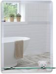 Neue Design Mood Rectangular Bathroom Mirror with Shelf, Wall Mounted, Frameless Modern & Stylish Design with Contemporary Bevelled Edges (70cm x 50cm)