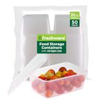 Freshware Food Storage Containers [50 Set] 34 oz Plastic Deli Containers with Lids, Slime, Soup, Meal Prep Containers, BPA Free, Stackable, Leakproof, Microwave, Dishwasher and Freezer Safe