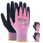 KAYGO Work Gloves for Women KGE19L Eco Friendly Gloves with Breathable Rubber Coated, 3 Pairs, Pink