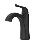 Pfister Willa Matte Black Bathroom Faucet, Single Handle Bathroom Vanity Faucet with Push & Seal Bathroom Sink Drain, Bathroom Décor, 1 or 3-Hole Bathroom Sink Faucet, Optional Deck Plate Included