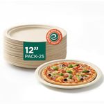 Eco Soul | Disposable Bagasse Plates | 12 inch - Pack of 25 | Eco-Friendly Disposable Plates Big Size for Everyday Meals | Plastic-Free, Tree-Free, Microwave Safe, Leak-Resistant