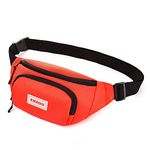 Water Resistant Bum Bag ENXOU Waterproof Waist Bag with Multi-Pockets Large Capacity Pack for Outdoors, Sport, Hiking, Travel for Men Women Boys Girls Teenager (Orange)