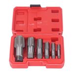 6Pcs Pipe Tap NPT Tapping Tool Kit, Carbon Steel Thread Tap Set for PVC Pipe, Steel Drill Bits for Cleaning Rethread Damaged 1in 3/4in 1/2in 3/8in 1/4in 1/8in with Storage Box