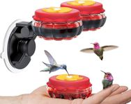 Handheld Hummingbird Feeders (Set of 4) Small Hummingbird Feeder Glass with Window Suction Mount Base - Window/Handheld or Tabletop Mini Humming Bird Feeders, Hummingbird Feeders for Outdoors