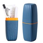 Travel Toothbrush Cup Case,Toothbrush Holder with Cover Travel Toothbrush Containers Portable Toothpaste Storage Toothbrush Case and Carrier for Camping School Business Trip Bathroom (Dark Blue)