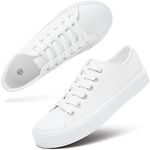 hash bubbie White Sneakers for Women Womens Tennis Shoes Women's Fashion Leather Sneakers Lace up Casual Shoes for Walking（White.US5）