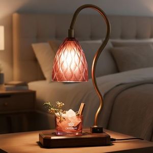 CRYSTALAX Crystal Candle Warmer Lamp with Real Rose Quartz Crystals | Dual Lighting, Dimmable Touch Control, Timer & 2 Bulbs | Flameless Candle Melter, Luxury Gift for Women
