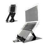 R-Go Riser Duo Tablet and Laptop Stand, 2 in 1 Dual Stand, Ergonomic, Ultra-Thin Aluminum, Adjustable Portable, for 10-22" MacBook/Air Pro/Dell XPS/Lenovo/Tablet, Support up to 11ibs, Black