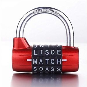 Padlock 5 Letter Word Lock,5 Digit Combination Lock,Gym Locker Lock,Safety Padlock for School Gym Locker,Sports Locker,Fence,Toolbox,Hasp Cabinet Storage (Red)