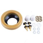 Hibbent Toilet Wax Ring Kit, Toilet Bowl Wax Ring with Brass Closet Bolts, Bolt Caps, PE Flange and Extra Retainers, Thick Wax Ring Gasket for Toilet Bowl- Gas, Odor and Watertight Seal