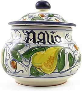 Hand Painted Italian Ceramic Garlic Jar Venezia - Handmade in Gubbio, Garlic Ceramic Keeper, Made in Italy, Garlic Holder, Hand painted Ceramics, Garlic Saver Ceramic