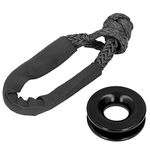 Soft Shackle Synthetic Rope, Fydun Recovery Rope Snatch Ring Recovery Ring Kit Synthetic Towing Winch Shackles Aluminium Alloy for Road Towing Sailing ATV Truck Recovery(Black)