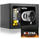 Bostra Fireproof Safe Box with Sensor Light & Fireproof Bag, Money Safe Box with Digital Keypad,Security Safe Box for Home, 0.23 Cubic Small Safe with Keys & Pass Code for Cash Jewelry Silver