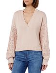 Pepe Jeans Women's Damara V Neck Pullover Sweater, Pink (Ash Rose), M