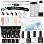 THR3E STROKES TOXIC FREE Poly Nail Gel Extension Kit for Builder Gel, UV Nail Art Kit, Nail Extension Set, Glue-Free Manicure and Pedicure Set (20 Items in Set)(RUBY KIT)