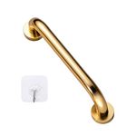 12 Inch Stainless Steel Shower Grab Bar, ZUEXT Gold Shower Handle, Bathroom Balance Bar, Safety Hand Rail Support Bar for Handicap Elderly Injury, Senior Assist Bath Tub Wall Concealed Mount Handle