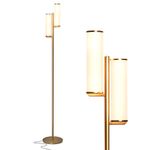 Brightech GEMINI Living Room Floor Lamp - Bright Lighting - Contemporary LED Floor Lamp - Indoor Floor Lamp on Pole in Antique Gold/Brass