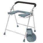 NEOSAFE Heavy Duty Folding Stainless Steel Shower Commode Mini Toilet Chair for Elderly Disabled Men and Pregant Women (Grey)(Weight Capacity 100Kg)